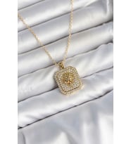 316L Çelik Zincir Gold Aslan Madalyon Model Zirkon Taşlı Kadın Kolye TJ-BKO11139