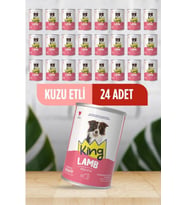 King Sos İçerisinde Et Parçacıklı Kuzu Etli Köpek Konservesi 400 Gr*24 ADET