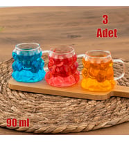 Porsima 153  Isıya Dayanıklı Borosilikat Boncuk Şekilli Bardak  Kahve Ve Sunum Bardağı Üzüm Bardak 3 Parça 90ml