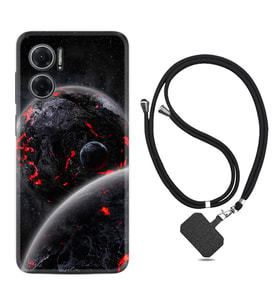 Xiaomi Redmi Note 11E Kılıf Resimli Boyun Askılı İpli Desenli Silikon Series Dark World 1867