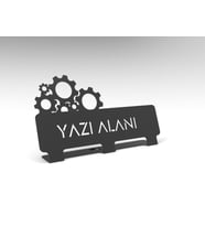 Kişiye Özel Hediyelik Ofis İçin Makine Mühendisleri İçin Dişli Tasarım Metal İsimlik (Siyah)