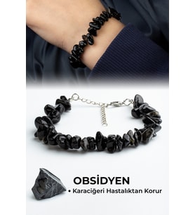 Obsidyen Doğal Kırık Taş Bileklik