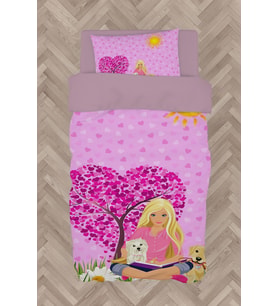 MEKTA HOME BEBEK VE ÇOCUK ODASI Barbie ve Kalp Desenli Nevresim Takımı