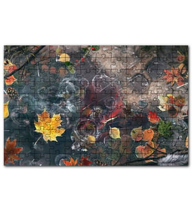 Cakapuzzle Sonbahar Yaprakları ve Yağmur Damlaları Puzzle Yapboz MDF (Ahşap) (120 Parça)