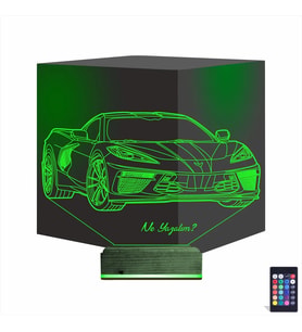 Luvivia Araba Chevrolet Corvette Kişiye Özel 3D Lamba - Masa Gece Lambası