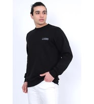 Lugmo Erkek Sweatshirt 3 İplik Kompak Kumaş Kazak Regular Siyah