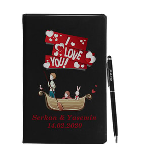 Sevgililer Gününe Özel Siyah Defter Kalem Seti 9