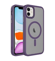 Apple iPhone 12 Kılıf Mat Arka Yüzey Wireless Şarj Özellikli Zore Flet Magsafe Kılıf (Mor)
