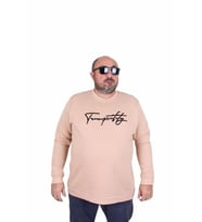 Starbattal Erkek Büyük Beden Sıfır Yaka Sweat Twenty 24200 BEJ
