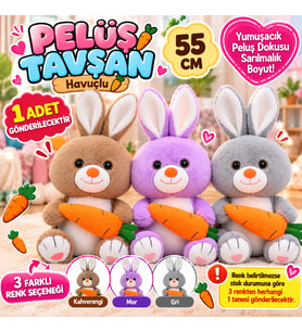 Peluş Tavşan Havuçlu 55 CM Yumuşak Sevimli Büyük Tavşan Peluş Oyuncak 1 ADET