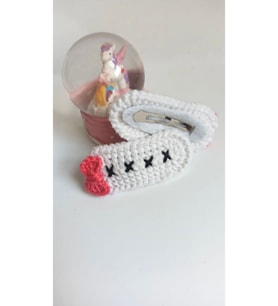 Amigurumi Yeni Trend Beyaz Pembe Işlemeli 2'li Toka Seti beyaz Tek Ebat