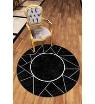Siyah Prizma Kaymaz Tabanlı Yıkanabilir Yuvarlak Halı AR401 - 100 x 100 cm
