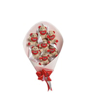 Kalpli Kahverengi Peluş Ayıcık Buketi (Poşetli)