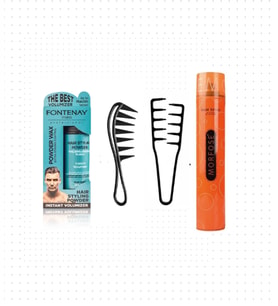 Fontenay Saç Pudra Toz Wax Matt Effect + Mucizevi Şekil Tarağı +Şekil Tarak + Saç Sprey 4'lü Set