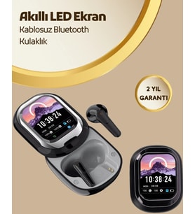 Akıllı Ekranlı Bluetooth 5.4 Kablosuz Kulaklık – Dokunmatik Ve Şarj Kutulu (Çok Renkli)
