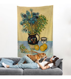 Natürmort Kır Çiçekleri ile Majolica Tarzı Sürahi Duvar Örtüsü - Vincent Van Gogh-7451