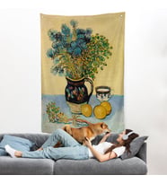 Natürmort Kır Çiçekleri ile Majolica Tarzı Sürahi Duvar Örtüsü - Vincent Van Gogh-7451
