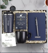 Kişiye Özel Dereceli 380 Ml Lacivert Kaydırmaz Termos & Mavi Defter & Gümüş Renk Roller Kalem & Alerya Premium Filtre Kahve & Siyah Kupa Hediye Seti