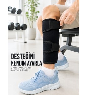Sporcu Baldırlığı Ayarlanabilir Bantlı Baldır Destek Aparatı Siyah