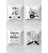 You And Me Sevgililer Günü Gizli Fermuarlı Kırlent Kılıfı Koltuk Yastık Kılıfı Takım(4adet) (Siyah)
