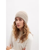 Peraluna SORREL BEANIE Çizgi Detaylı Ribana Örgü Kadın Triko Bere - Sütlü Kahve