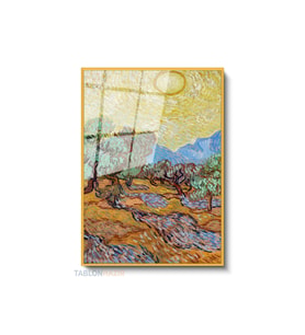 Dikey Çerçeveli Cam Vangogh 113 Modern Ev Dekoru Duvar Sanatı Ev Ofis Tablosu (Altın)