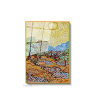 Dikey Çerçeveli Cam Vangogh 113 Modern Ev Dekoru Duvar Sanatı Ev Ofis Tablosu (Altın)
