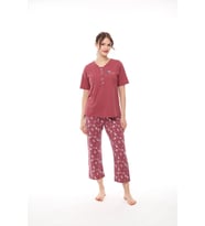 Pijadore 1434 Kadın Kısa Kollu Yakası Düğmeli Pijama Takım