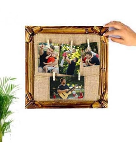 Bambu İpli Ahşap Duvar Fotoğraf Çerçevesi