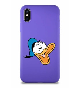 Apple iPhone X Soft Premier Kapak Donald Duck-E Tasarımlı Silikon Kılıf - Mor (Şeffaf)