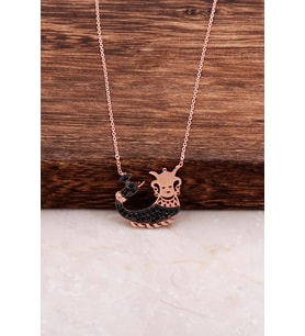 Rose Gümüş Şahmeran Kolye 6555 (Siyah)
