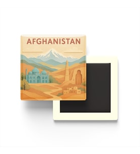 Afganistan - Afghanistan - Paper Cut Art - Baskılı Buzdolap Magneti Kare - 9x9 cm