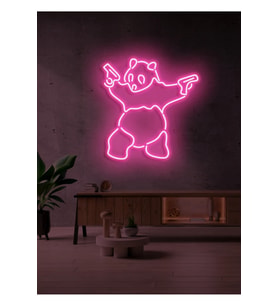 Panda Figürlü Neon Tabela