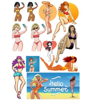 Hello Summer Sticker Set 1 13 Parça Telefon, Tablet, Defter, Laptop Sticker