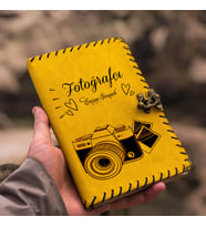 Fotoğrafçıya Hediye İsme Özel Deri Defter (Taba)