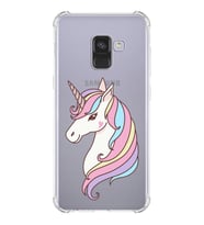Samsung Galaxy A8 2018 Uyumlu Köşe Korumalı Antişok Kapak Unicorn Tasarımlı Şeffaf Kılıf