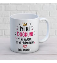 Kişiye Özel İyi Ki Doğdun İyi Ki Varsın İyi Ki Bizimlesin Baskılı Kupa – Anlamlı İsimli Doğum Günü Hediyesi