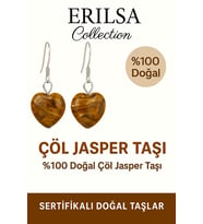 Sertifikalı Kalp Model Çöl Jasper Taşı Küpe – Güç, Denge ve Koruma Taşı (Çok Renkli)