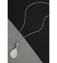 Damla Motifli Gümüş Hasırlı Kolye - N160801