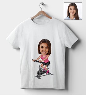 Kişiye Özel Sporcu Kadın Tasarımlı Karikatür Tişört 94 (Beyaz)