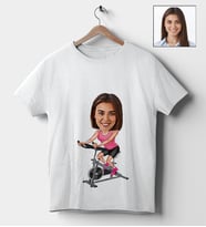 Kişiye Özel Sporcu Kadın Tasarımlı Karikatür Tişört 94 (Beyaz)