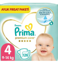 Prima Bebek Bezi Premium Care 4 Beden 126 Adet Aylık Fırsat Paketi (Krem)