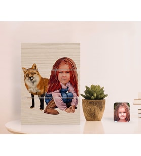 BK Gift Kişiye Özel Kız Çocuk Karikatürlü Otantik Masaüstü Ahşap Palet Çerçeve-9 (Beyaz)