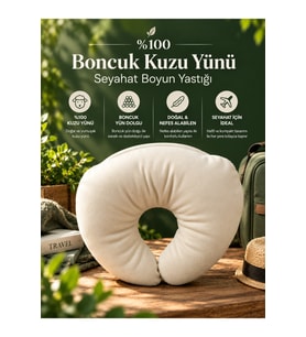 %100 Boncuk Kuzu Yünü Boyun Yastığı