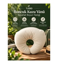 %100 Boncuk Kuzu Yünü Boyun Yastığı