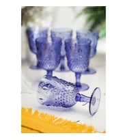 Akrilik Mavi 6lı Kadeh & Su Meşrubat Kahve Yanı Bardağı 450 ml ( Cam Değildir )