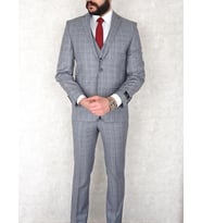 Jan Carlucci Yünlü  Slimfit Yelekli Drop 6 Takım (Gri)