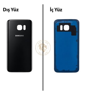 Samsung Galaxy S7 Siyah Renk Arka Kapak Arka Cam Batarya Kapağı Pil Kapağı Lazer Kesim Back Cover Galaxy S7 Uyumlu