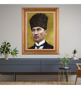 Altın Varaklı Paspartulu Çerçeveli Tablo rv683