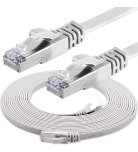 CAT7 Yassı FTP Ethernet Network Lan İnternet Kablosu, Beyaz 1 metre